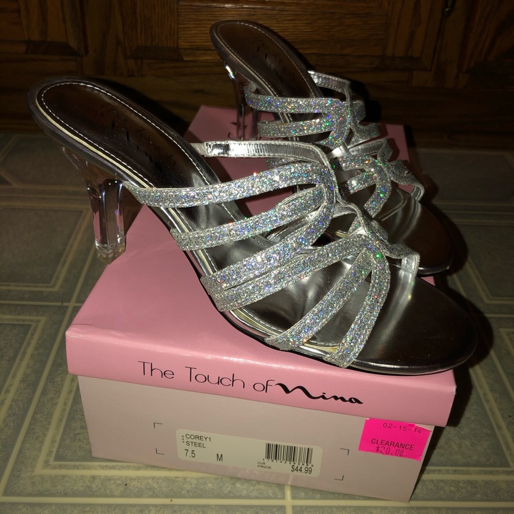 Nina Silver Slip on Heels